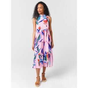 Tuckernuck Oliphant Pink Floral Tropical Ruffle Tiered Mini Dress Size Small